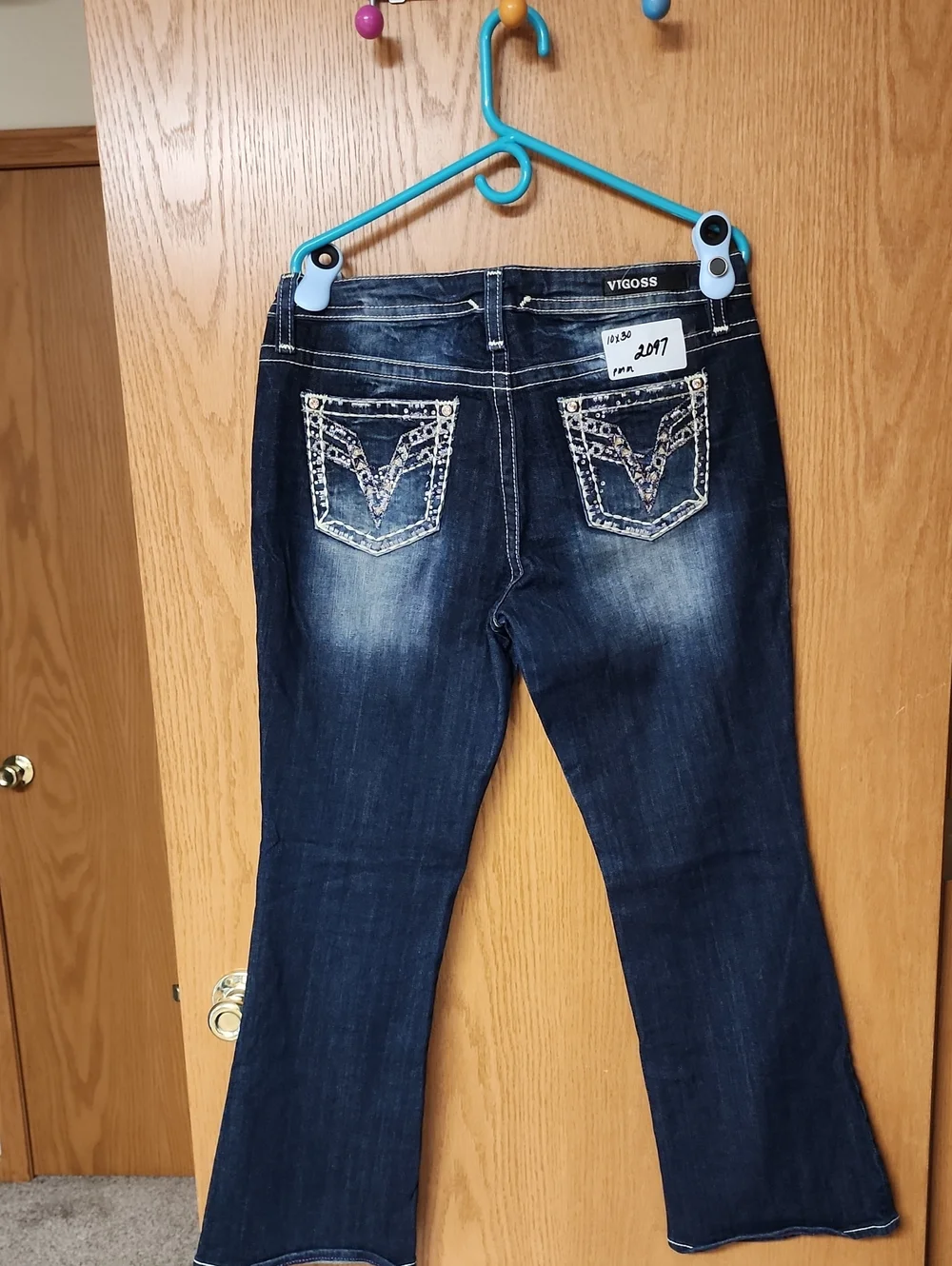 Vigoss Dark Blue Bootcut Jeans with Embellished Back Pockets 10x30 number 2097